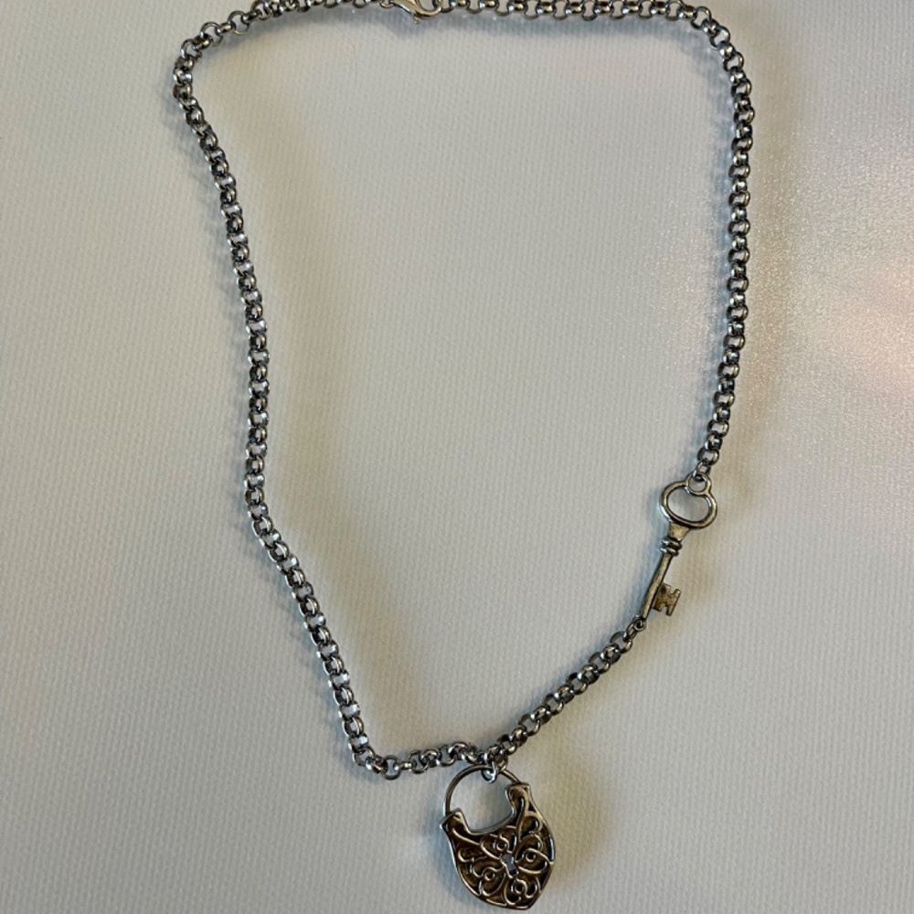 Sterling Silver Heart Lock and Key Necklace - Picture 3 of 8